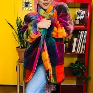 Vintage Rainbow Plaid Oversized Coat by DonnyBrook